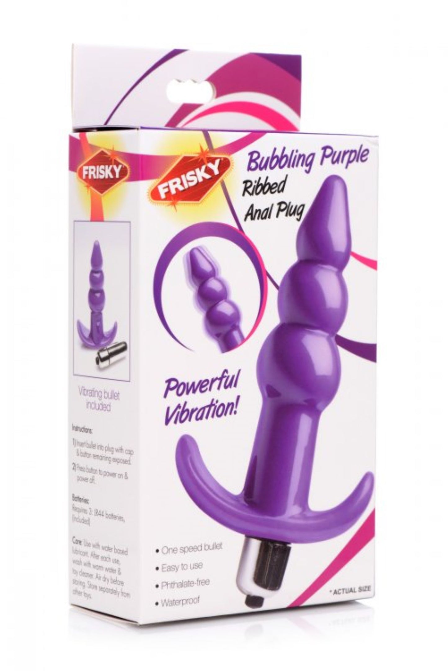 Bubbling Vibrerende Anaalplug Met Ribbels - Paars