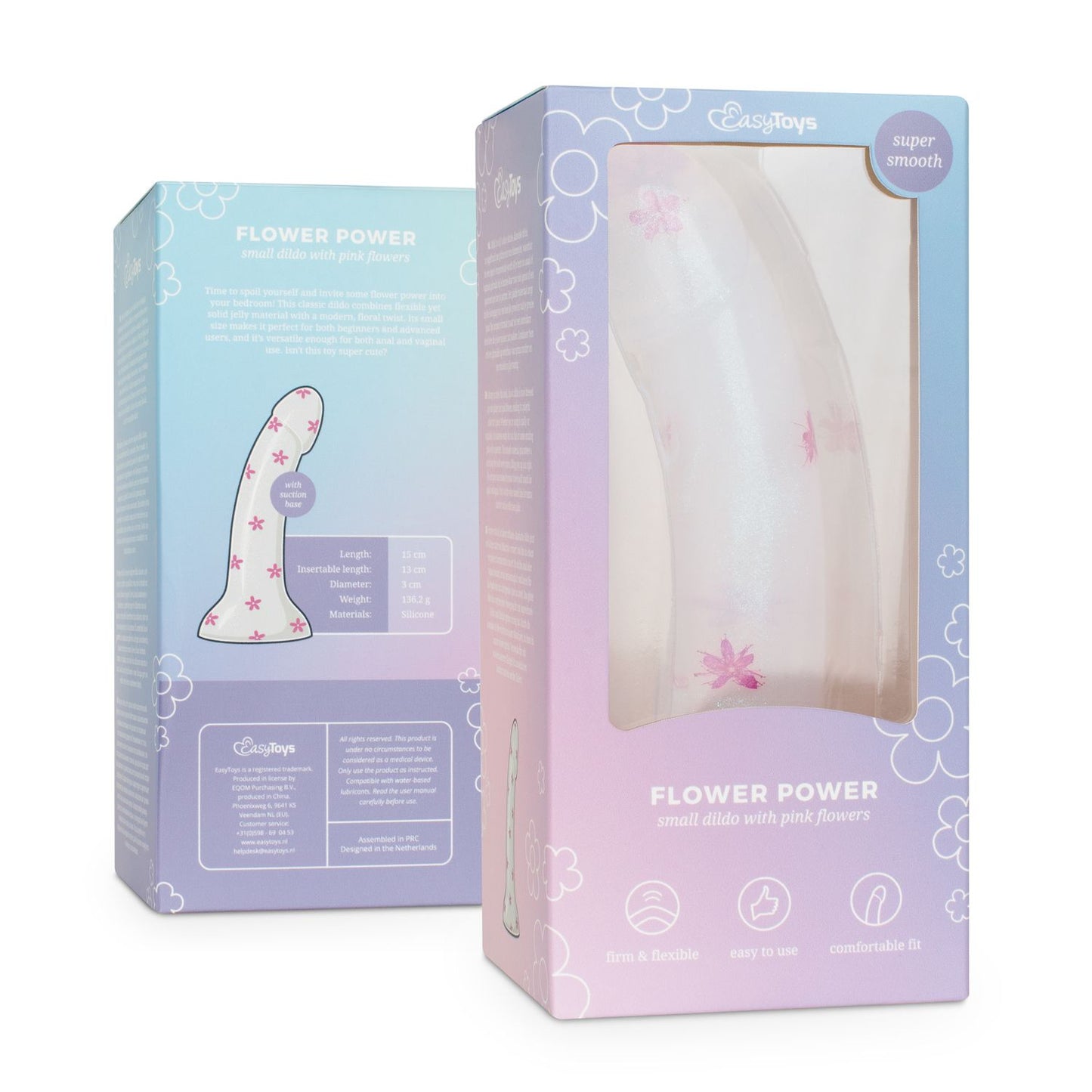 Dildo Collection - Flower Power - Kleine dildo met roze bloemen