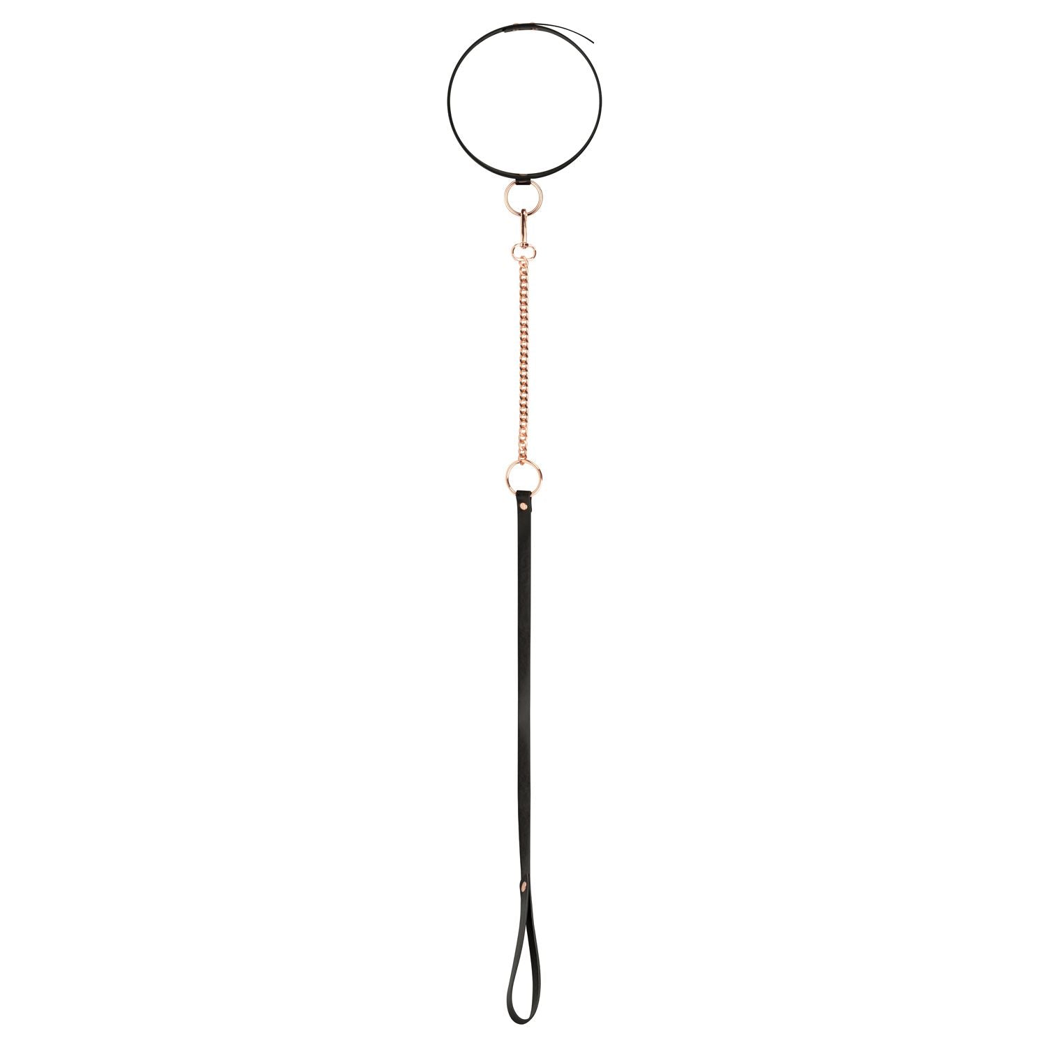 Rosy Gold - Halsband met Leash - Zwart