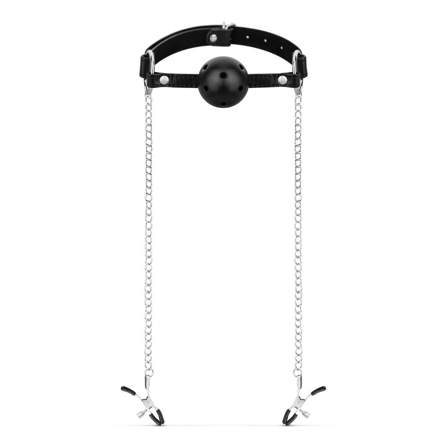 Bedroom Fantasies - Ball Gag met Tepelklemmen - Zwart