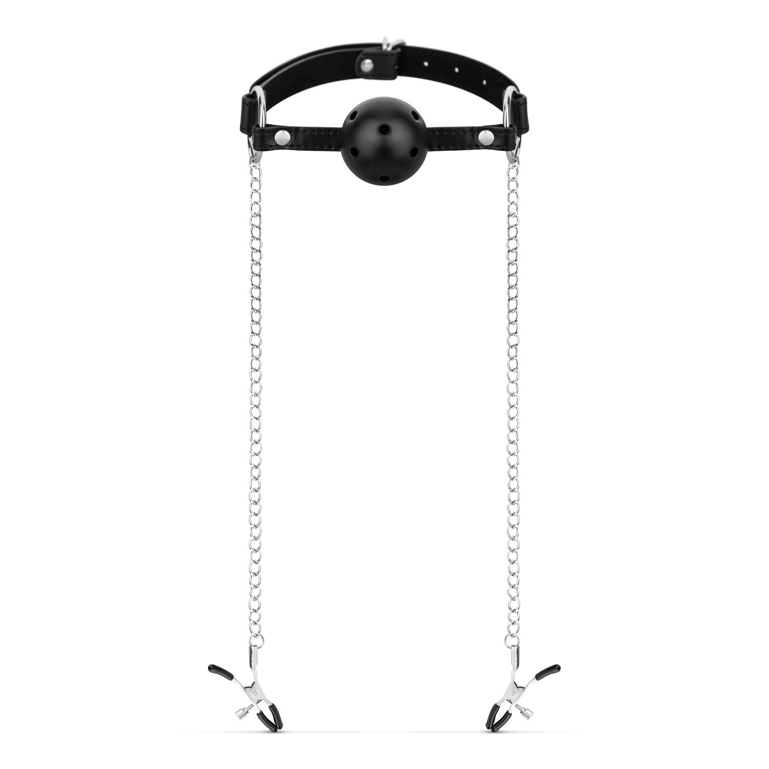 Bedroom Fantasies - Ball Gag met Tepelklemmen - Zwart